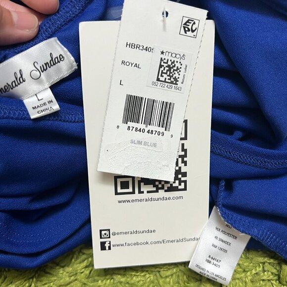 Emerald Sundae Womens Juniors Large V-Neck Sheath Asymmetrical Dress Royal Blue - Picture 6 of 8